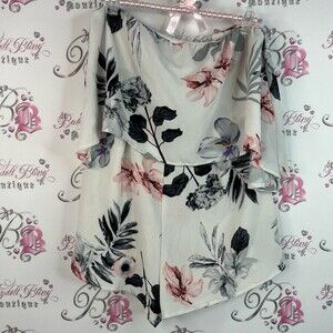 NLW romper strapless flowers flowy draping style Floral Off-Shoulder Jumpsuit